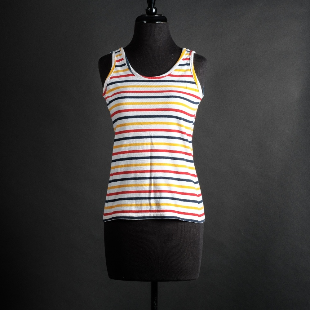 vintage cotton striped tank top red yellow blue